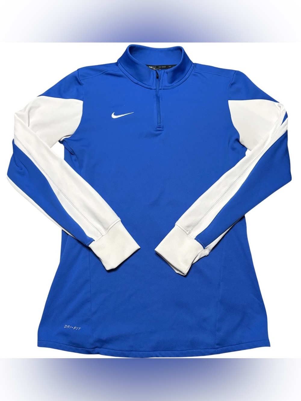Nike Women's Blue White Sideline Soccer Training Jacket size S Pullover Zipper